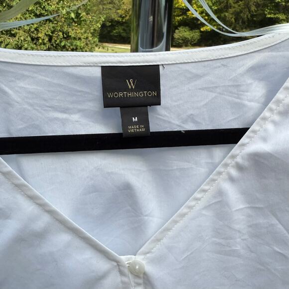 Worthington Women's White Button-Front Blouse - Size M - Picture 4 of 7